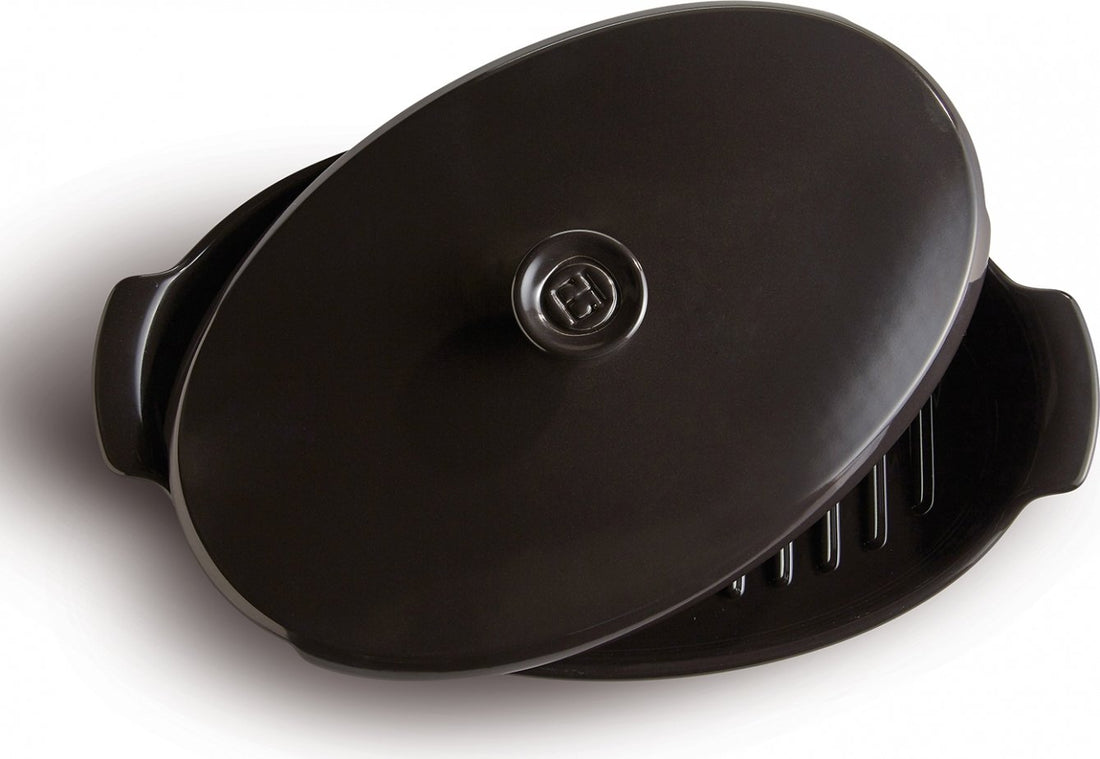 Emile Henry - 2.3 QT Ceramic Charcoal/Fusain Papillotte Steamer (2.2 L) - 798443