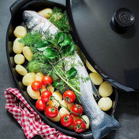 Emile Henry - 2.3 QT Ceramic Charcoal/Fusain Papillotte Steamer (2.2 L) - 798443