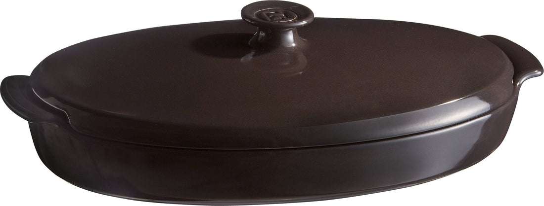 Emile Henry - 2.3 QT Ceramic Charcoal/Fusain Papillotte Steamer (2.2 L) - 798443