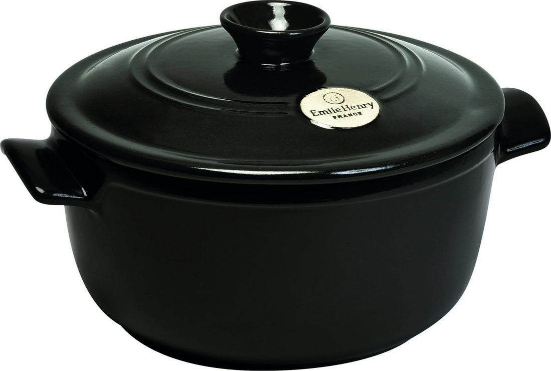 Emile Henry - 2.6 QT Ceramic Charcoal/Fusain Round Stewpot - 794525
