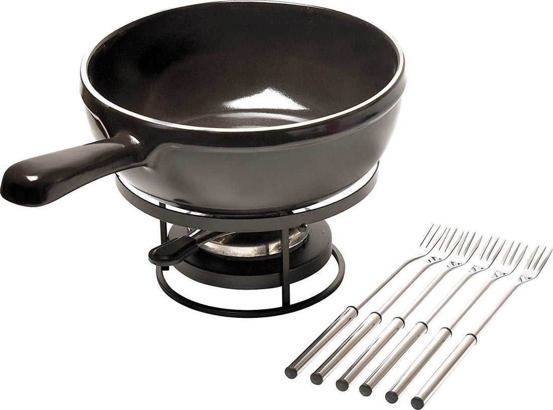 Emile Henry - 2.6 QT Charcoal/Fusain Cheese Fondue Set - 799922 - DISCONTINUED