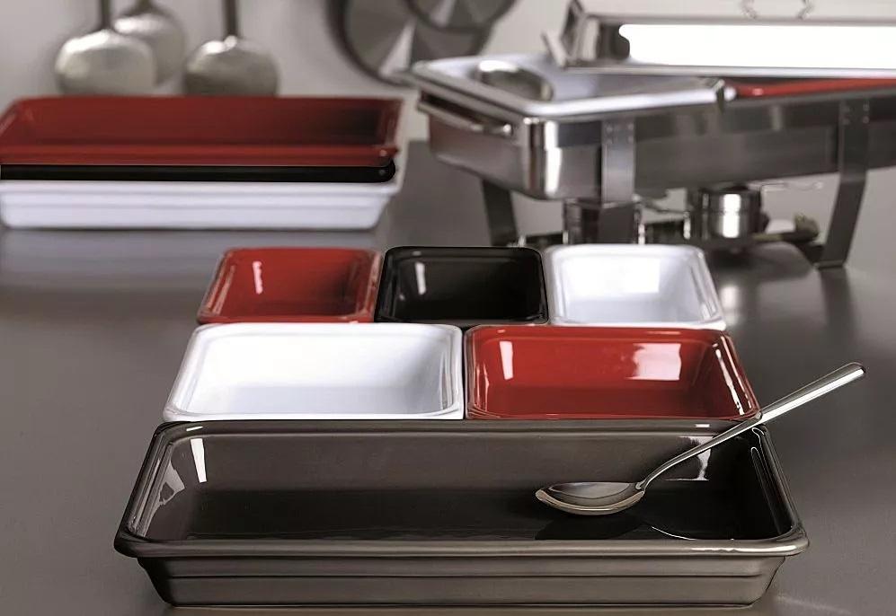 Emile Henry - 4.7 QT Red 1/2 Insert Deep Rectangular Pan - 333462