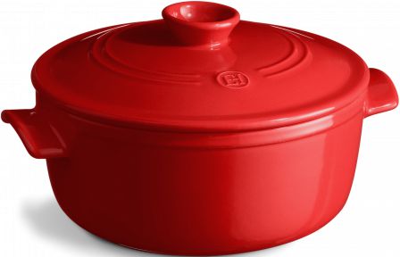 Emile Henry - 5.6 QT Ceramic Burgundy Round Stewpot - 344553