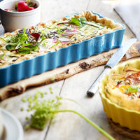 Emile Henry - 6" x 14" Ceramic Blue/Calanque Slim Rectangular Tart Dish - 606034 - DISCONTINUED