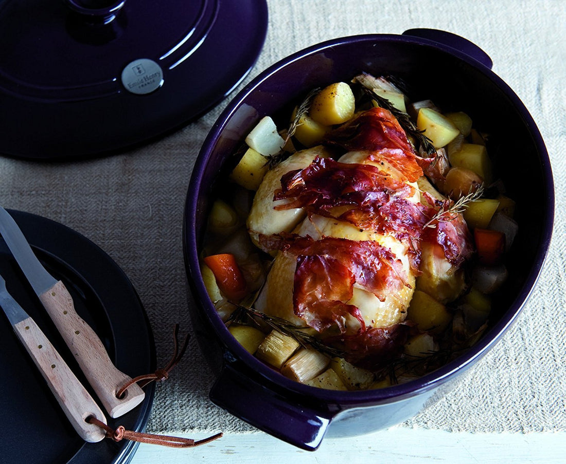 Emile Henry - 6.3 QT Ceramic Burgundy Oval Stewpot - 344560 - DISCONTINUED