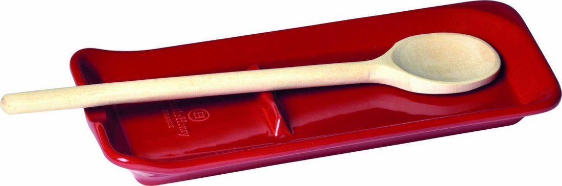 Emile Henry - 9" x 4" Ceramic Burgundy Spoon Rest - 340262 - DISCONTINUED