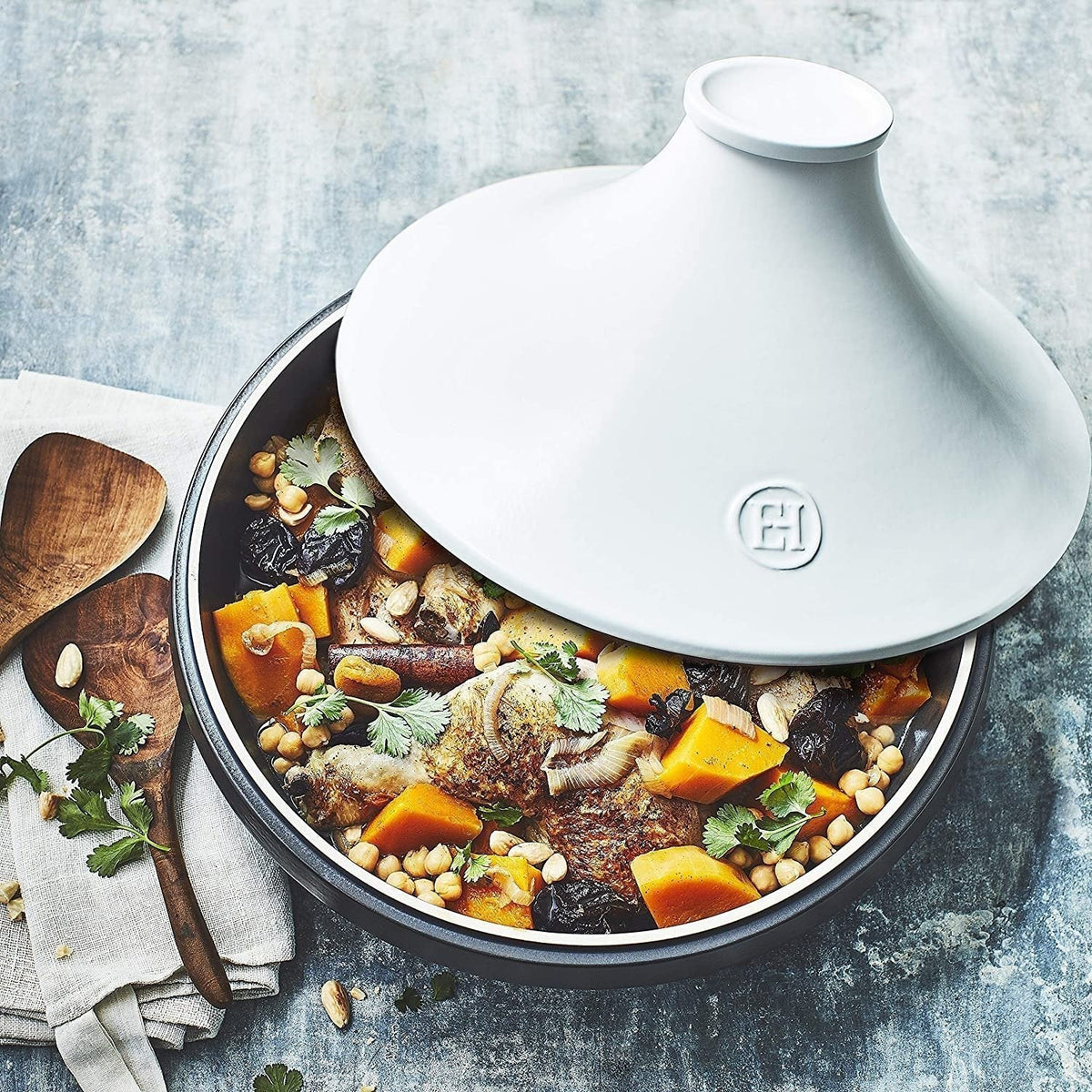 Emile Henry - DELIGHT 4.2 QT Ceramic White Lid Tagine - 776632