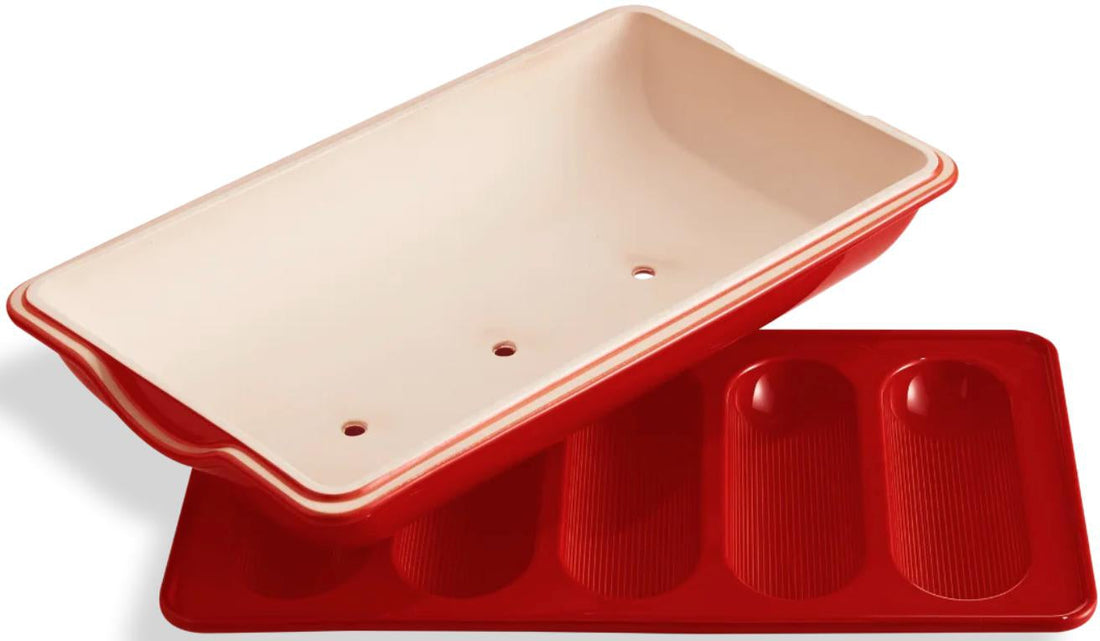 Emile Henry - GRAND CRU 15.3" x 9" x 4.1" Burgundy 5 Mini Baguette Baker - 345519 - DISCONTINUED