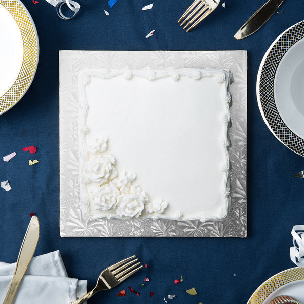 Enjay Converters - 10" x 10.25" Square Silver Cake Board, 24/cs - 1/4-10SS24