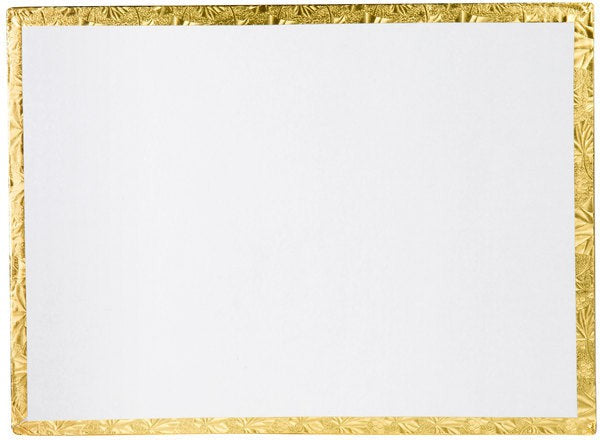 Enjay Converters - 1/2 Sheet Single Wall 13.75" x 18.75" Scallop Embossed Gold Cake Board, 50 Per Case - SW-18341334SGEMB
