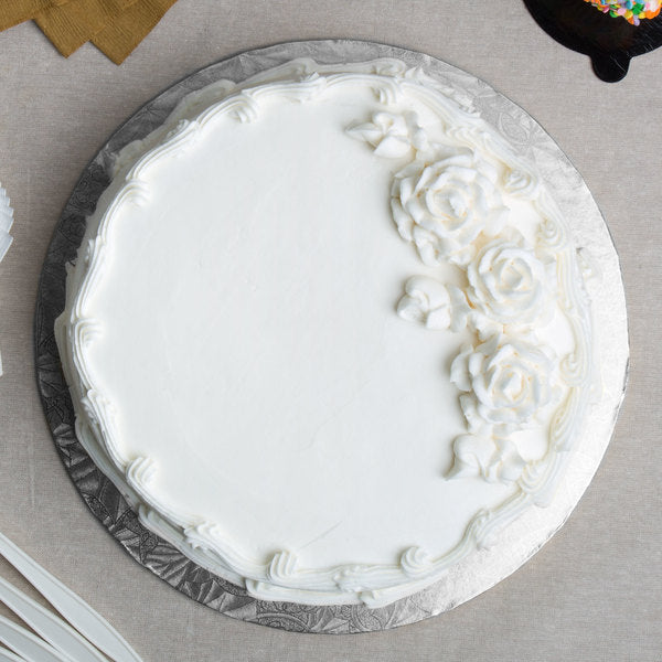 Enjay Converters - 12" x 0.25" Round Silver Cake Board, 24/cs - 1/4-12RS24