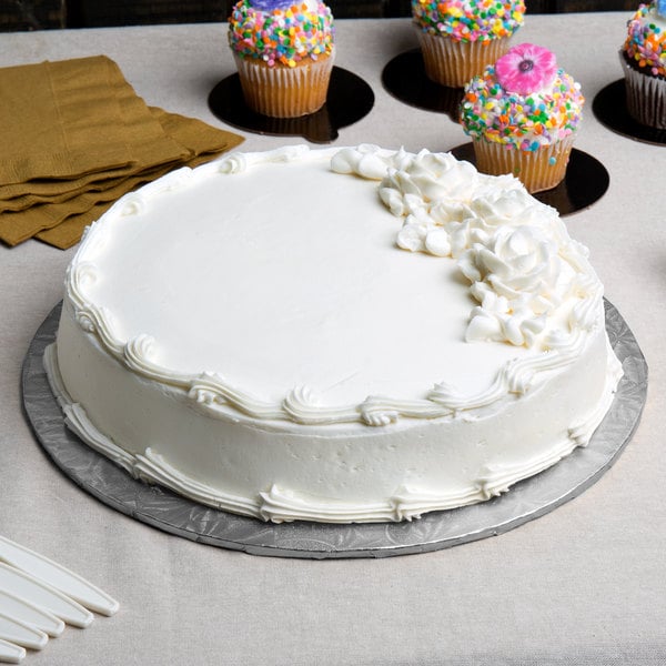 Enjay Converters - 12" x 0.25" Round Silver Cake Board, 24/cs - 1/4-12RS24