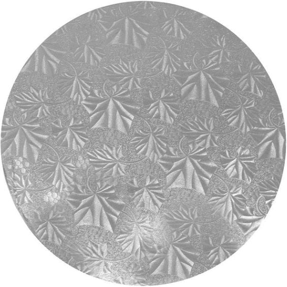 Enjay Converters - 14" x 0.25" Round Silver Cake Board, 24/cs - 1/4-14RS24