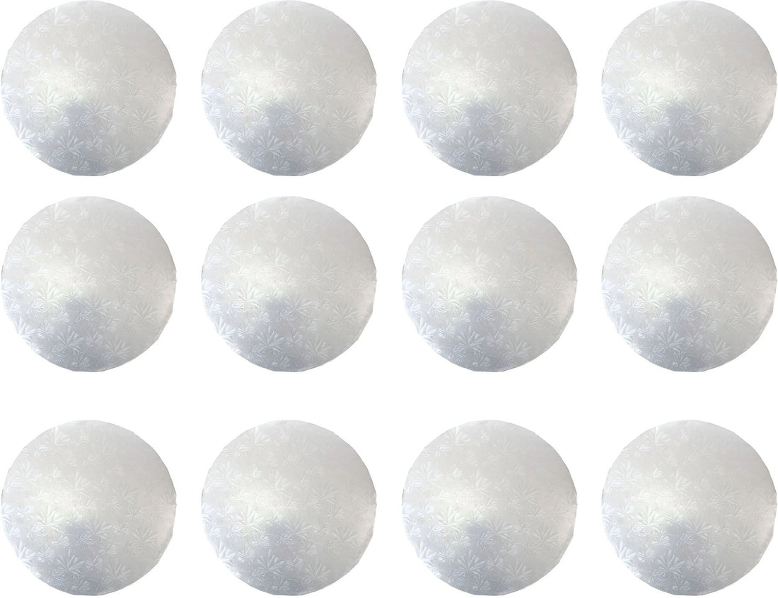 Enjay Converters - 14" x 0.5" Round Silver Cake Board, 12/cs - 1/2-14RS12