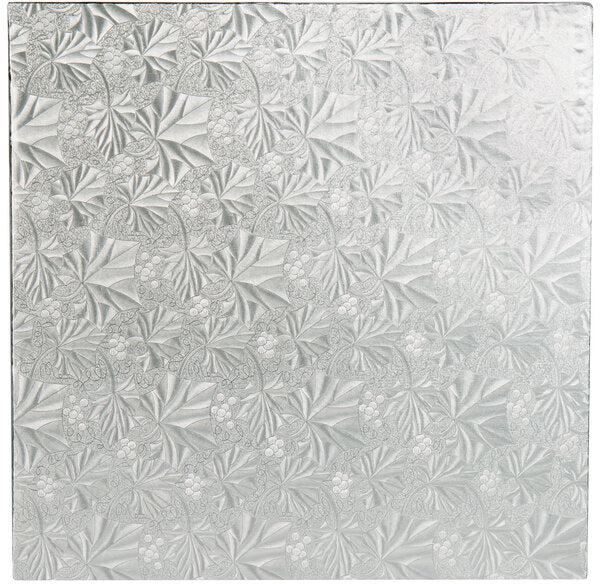 Enjay Converters - 16" X 16" X 0.25" Square Straight Edge Silver Cake Board, 24/Cs - ENJ1416SS24