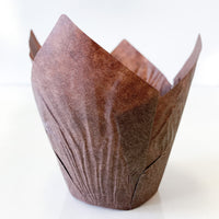 Enjay Converters - 2" x 6.75" x 6.75", Tulip Chocolate Bake Cup, 100 Per Case - BC-TULIP-BROWN170