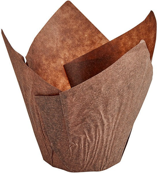 Enjay Converters - 2" x 6.75" x 6.75", Tulip Chocolate Bake Cup, 100 Per Case - BC-TULIP-BROWN170