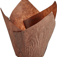Enjay Converters - 2" x 6.75" x 6.75", Tulip Chocolate Bake Cup, 100 Per Case - BC-TULIP-BROWN170