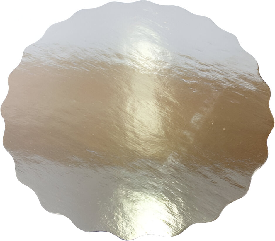 Enjay Converters - 6" x 0.025" Scallop Silver Cake Board, 250 Per Case - 025-6RSS (Special Order Item)