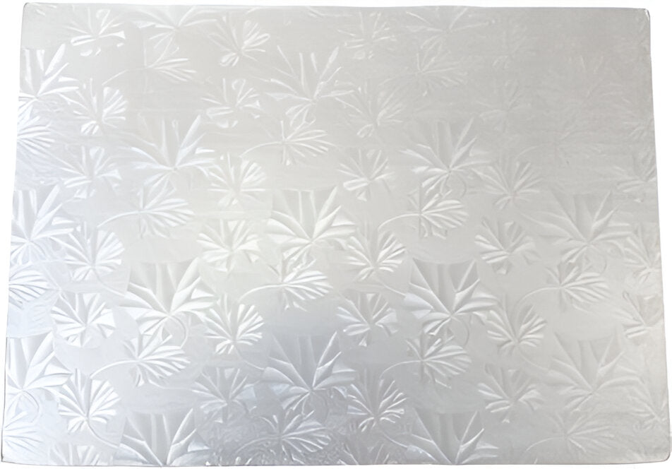 Enjay Converters - 9" x 13.25" x .25" 1/4 Slab Silver Cake Board, 12 Per Pack - 1/4-913S (Special Order Item)