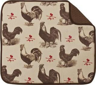 Envision Home - Brown Dish Drying Mat (Farmhouse Rooster) - 41385