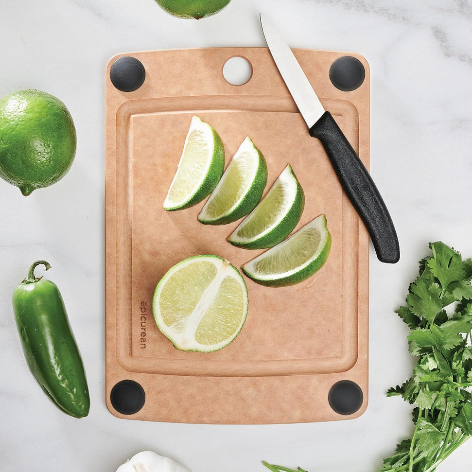 Epicurean - 11.5" × 9" All-in-One Series Cutting Board, Natural/Black with 1/4" Profile - 505-120901003
