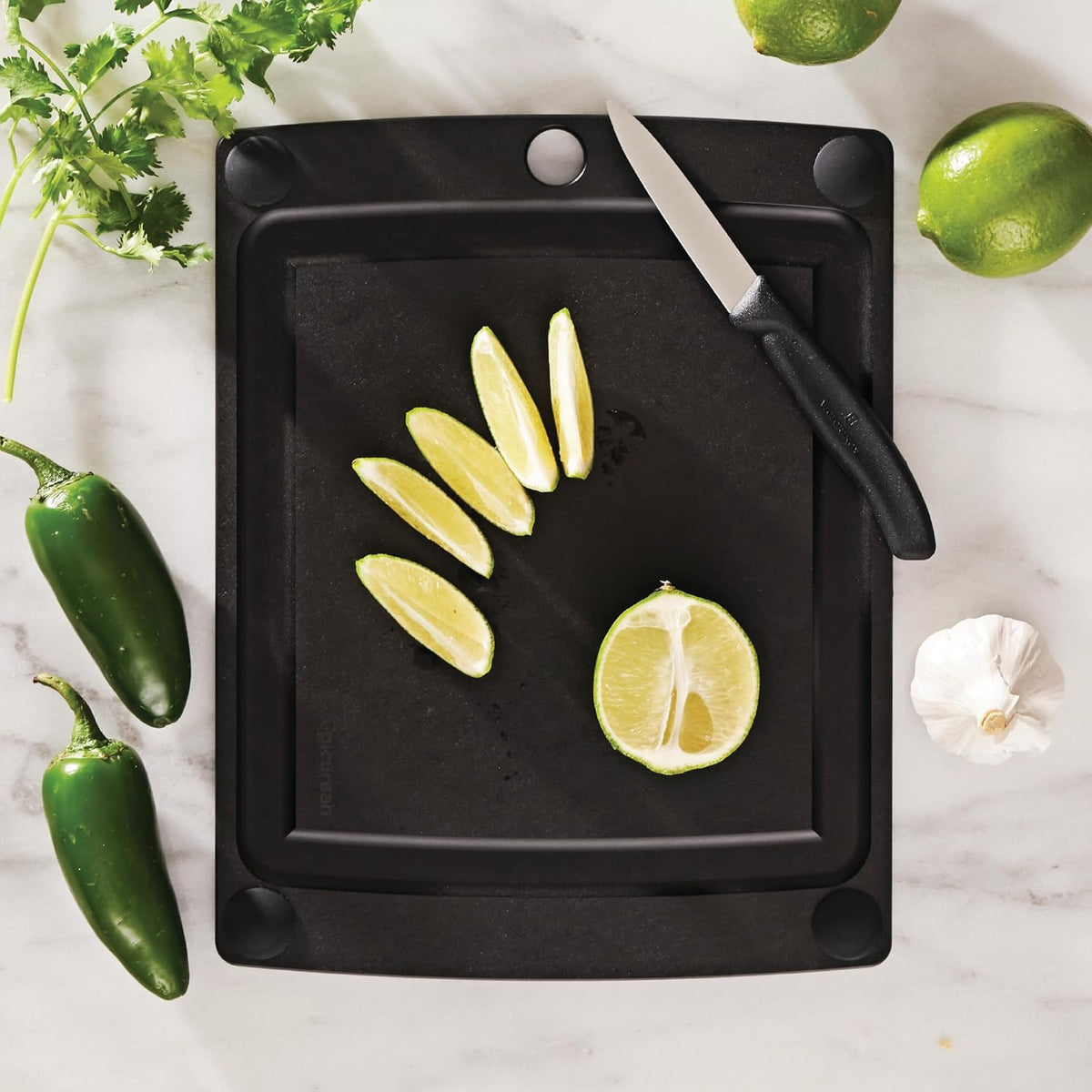 Epicurean - 11.5" × 9" All-in-One Series Cutting Board, Slate/Black with 1/4" Profile - 505-120902003