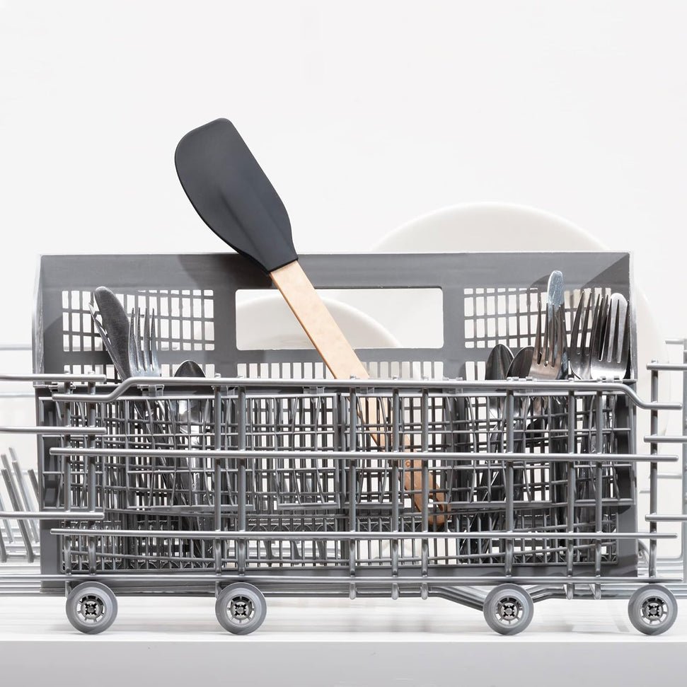 Epicurean - 12.75" Silicone Series Utensils, Large Spatula, Natural + Black with 1/4" Profile - 023-308010320