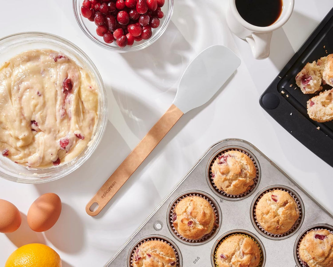 Epicurean - 12.75" Silicone Series Utensils, Large Spatula, Natural + White with 1/4" Profile - 023-308010720