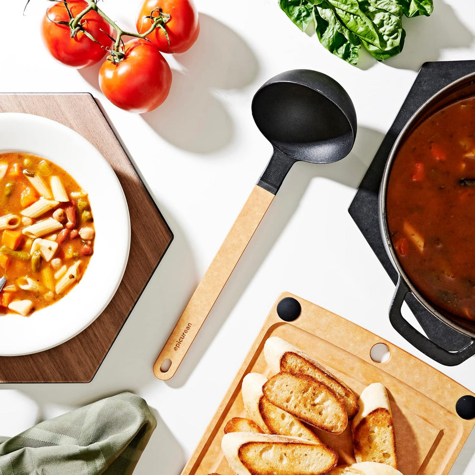 Epicurean - 13" Gourmet Series Utensils, Ladle, Natural + Black with 1/4" Profile - 016-004010320