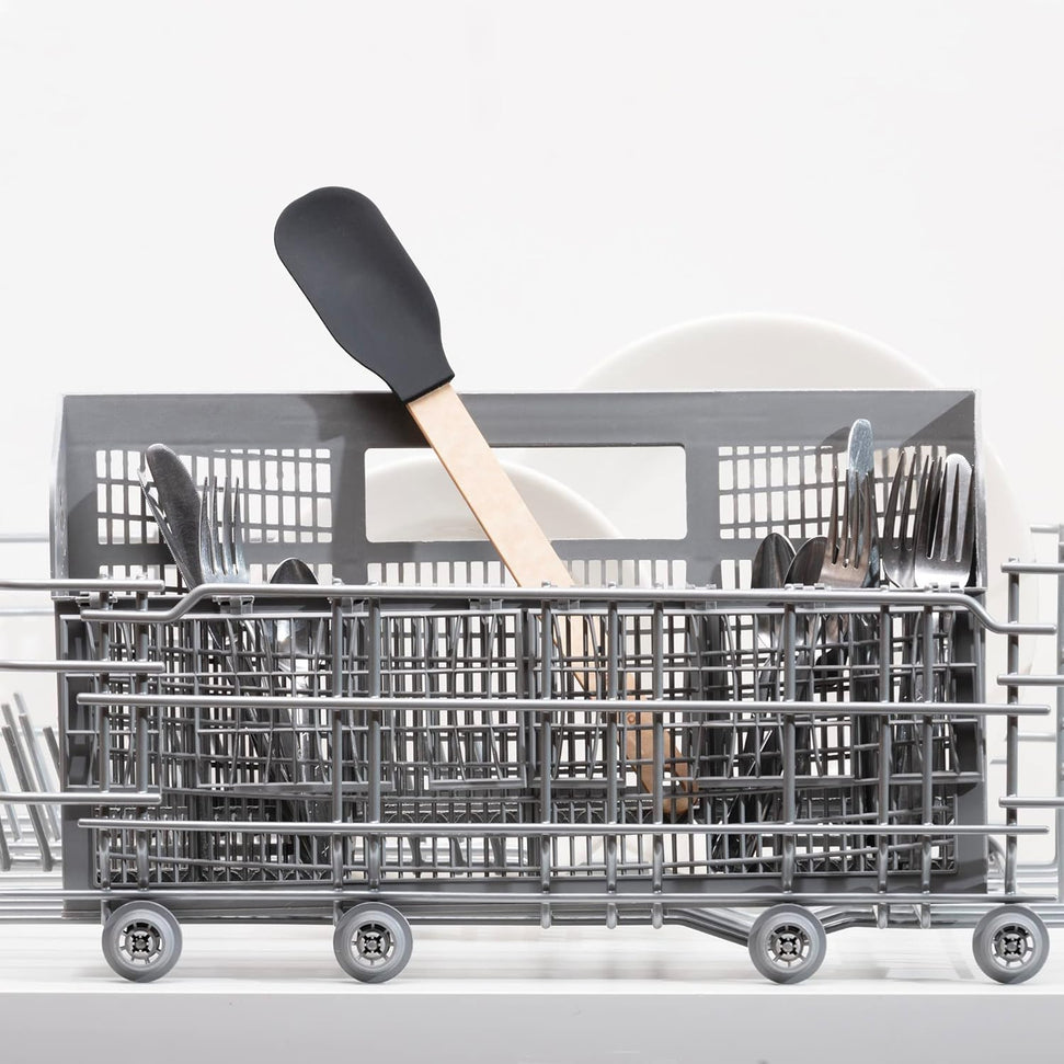 Epicurean - 13" Silicone Series Utensils, Small Spoonula, Natural + Black with 1/4" Profile - 023-408010320