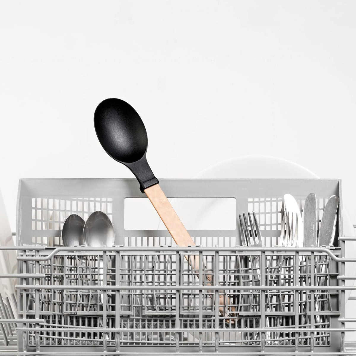 Epicurean - 13.25" Gourmet Series Utensils, Medium Spoon, Natural + Black with 1/4" Profile - 016-101010320