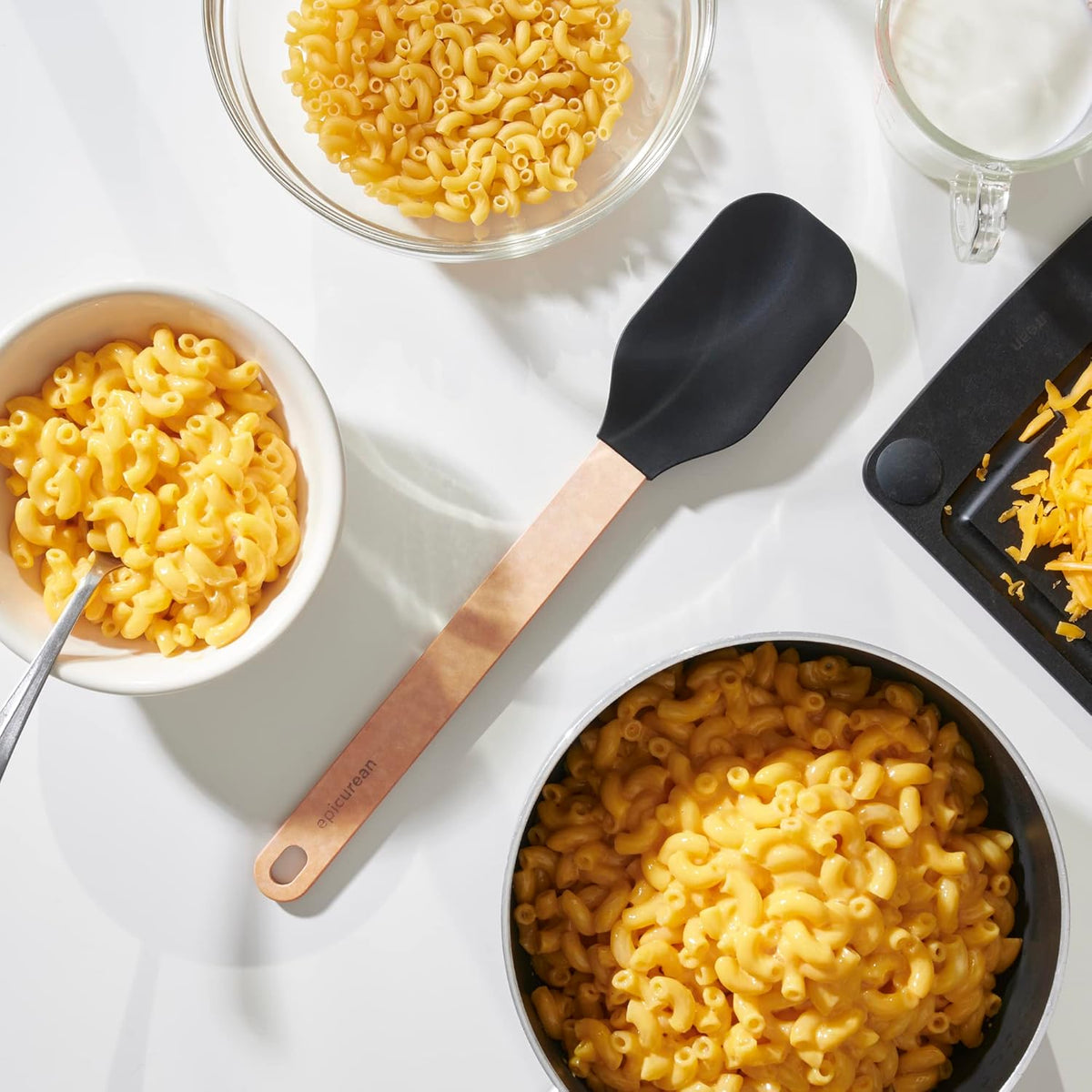 Epicurean - 13.25" Silicone Series Utensils, Large Spoonula, Natural + Black with 1/4" Profile - 023-608010320