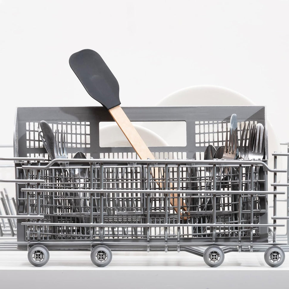 Epicurean - 13.25" Silicone Series Utensils, Large Spoonula, Natural + Black with 1/4" Profile - 023-608010320