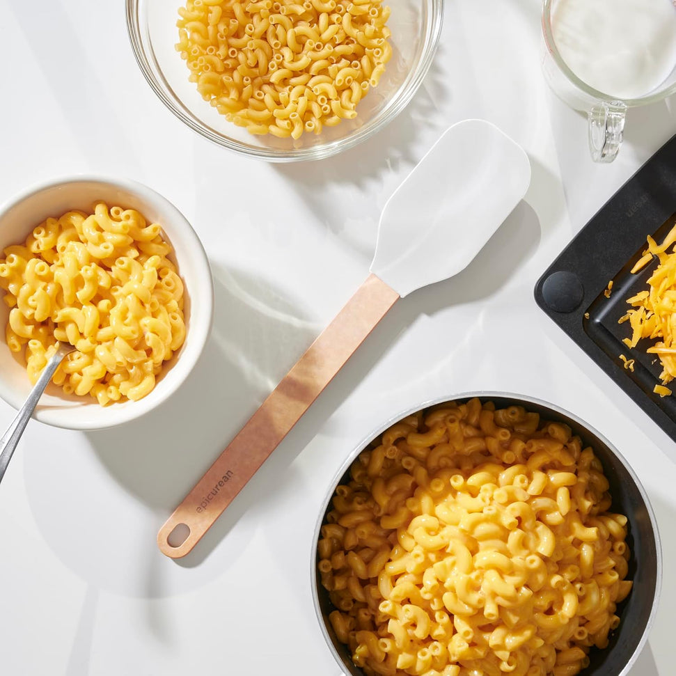 Epicurean - 13.25" Silicone Series Utensils, Large Spoonula, Natural + White with 1/4" Profile - 023-608010720