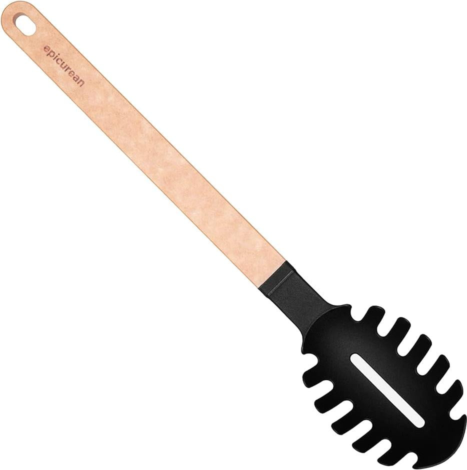 Epicurean - 13.5" Gourmet Series Utensils, Pasta Server, Natural + Black with 1/4" Profile - 016-005010320