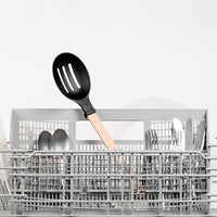 Epicurean - 14" Gourmet Series Utensils, Slotted Spoon, Natural + Black with 1/4" Profile - 016-009010320
