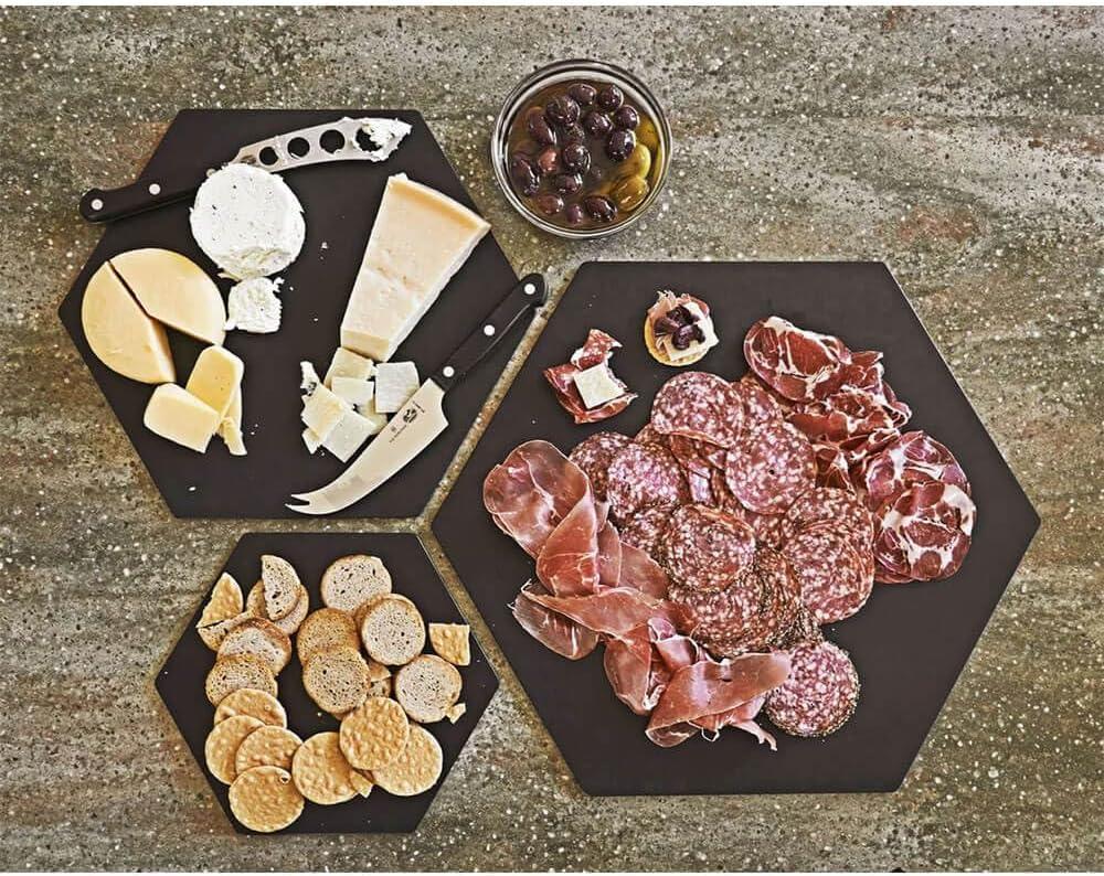 Epicurean - 13" × 11.25" Display Hexagons, Slate with 1/4" Profile Serving and Cutting Board - 020-1311HEX02