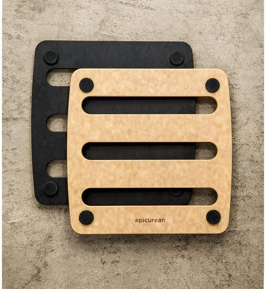 Epicurean - 7" × 7" Trivets, Natural/Black with 3/16" Profile - 010-07070103