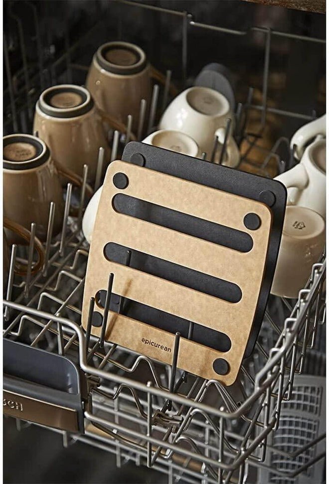 Epicurean - 7" × 7" Trivets, Natural/Black with 3/16" Profile - 010-07070103