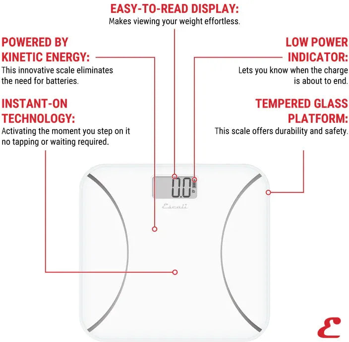 Escali - 400 lbs White Kinetic Bathroom Scale - BK180-W