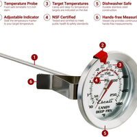 Escali - 5.5" Stainless Steel Deep Frying & Candy Thermometer With Pot Clip - AHC1