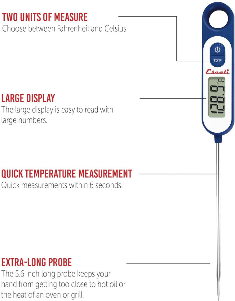 Escali - 5.6" Long Stem Blue Digital Thermometer - DH9-U