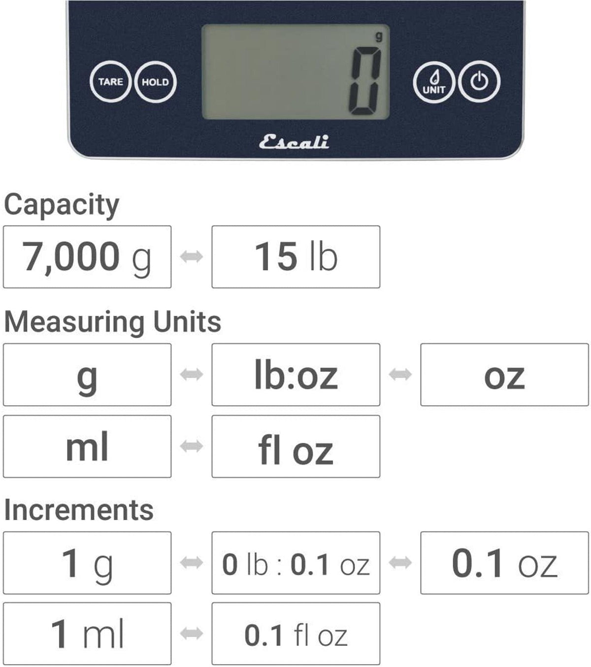 Escali - Arti Glass Blue Mirage Kitchen Scale - 157BM