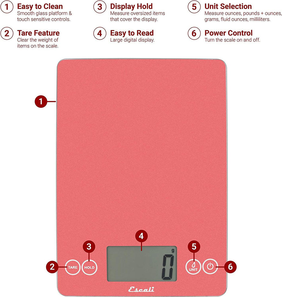 Escali - Arti Glass Desert Rose Kitchen Scale - 157DR