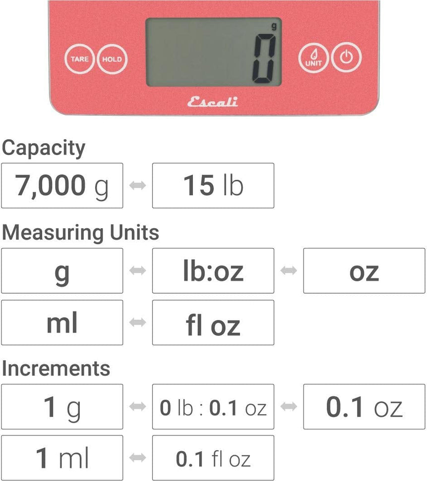 Escali - Arti Glass Desert Rose Kitchen Scale - 157DR