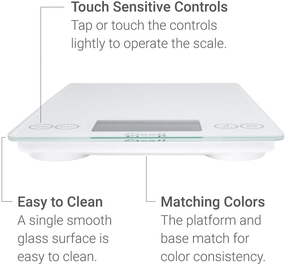 Escali - Arti Glass Frost White Kitchen Scale - 157FW