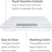 Escali - Arti Glass Frost White Kitchen Scale - 157FW