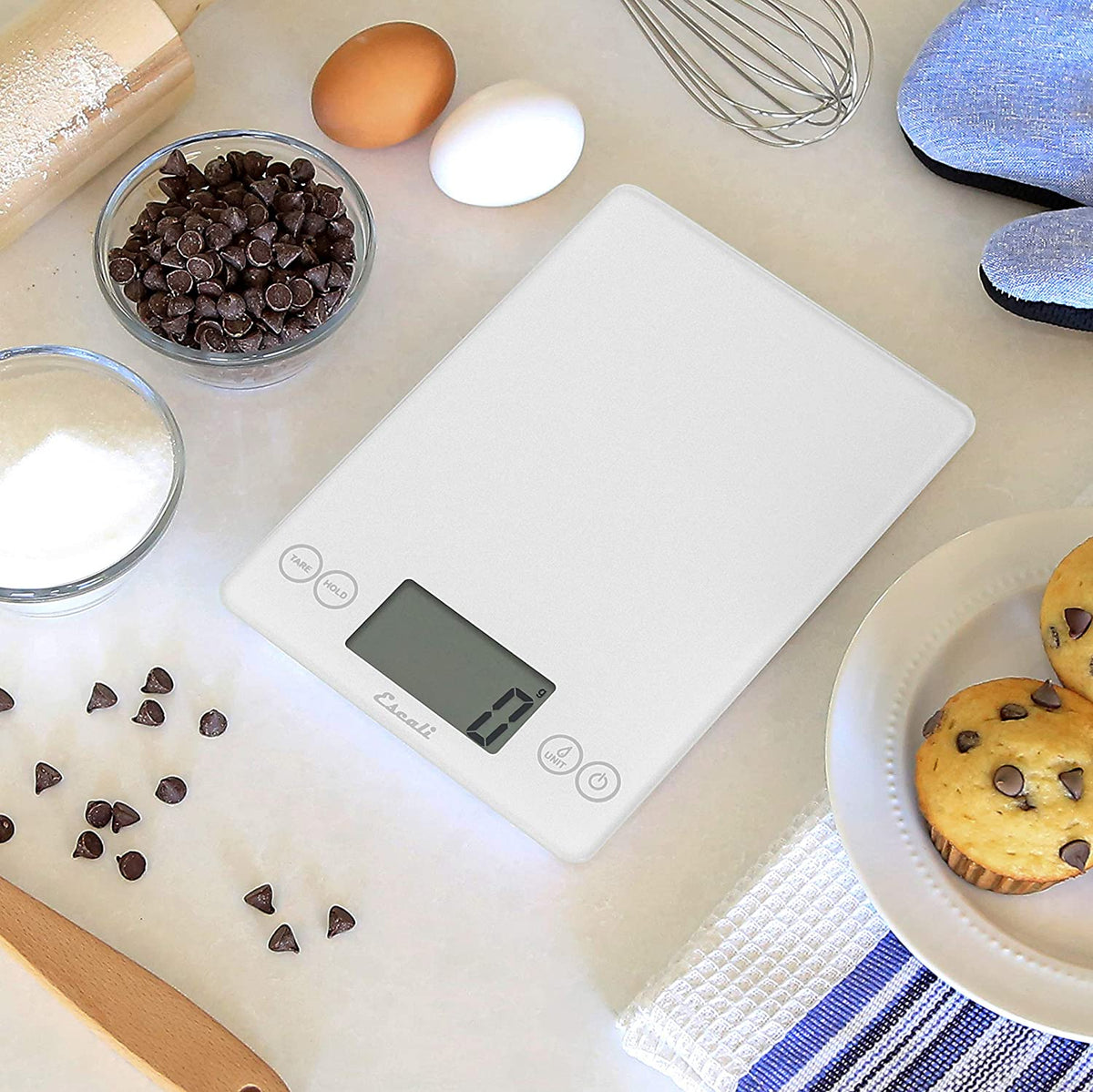 Escali - Arti Glass Frost White Kitchen Scale - 157FW