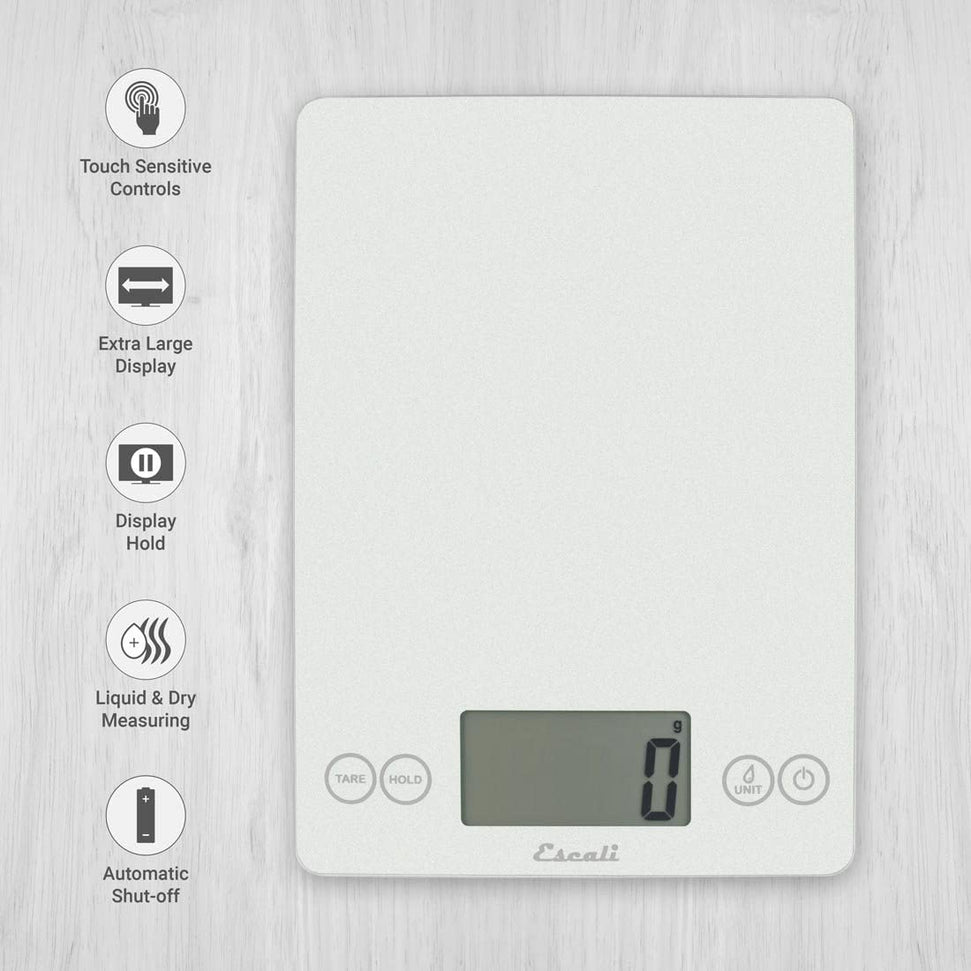 Escali - Arti Glass Frost White Kitchen Scale - 157FW